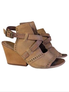 Miz Mooz Kipling Leather Wedge Sandals 7.5–8 (EU 38) Boho Cutout Slingback